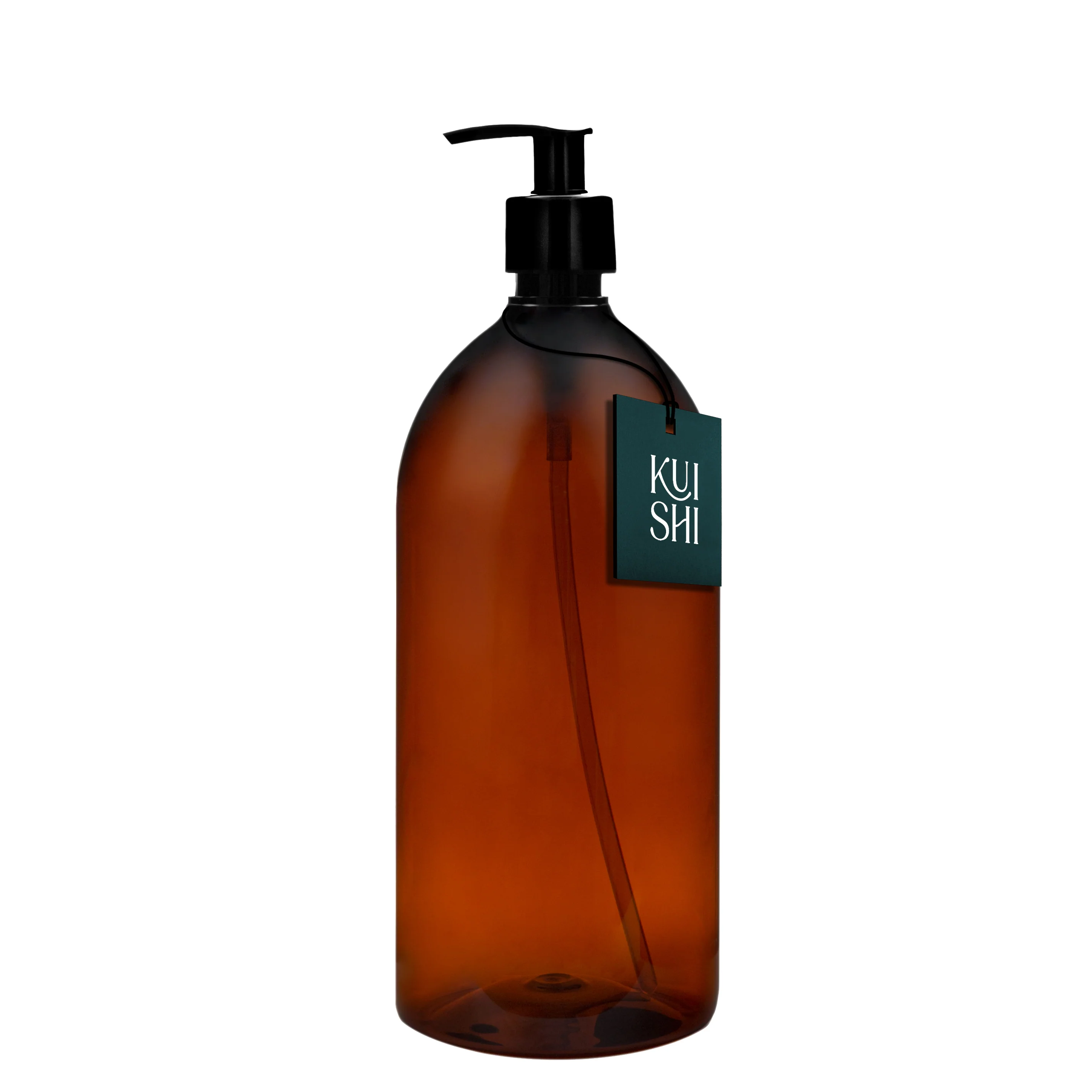 Amber Plastic Pump Bottle - Image 3