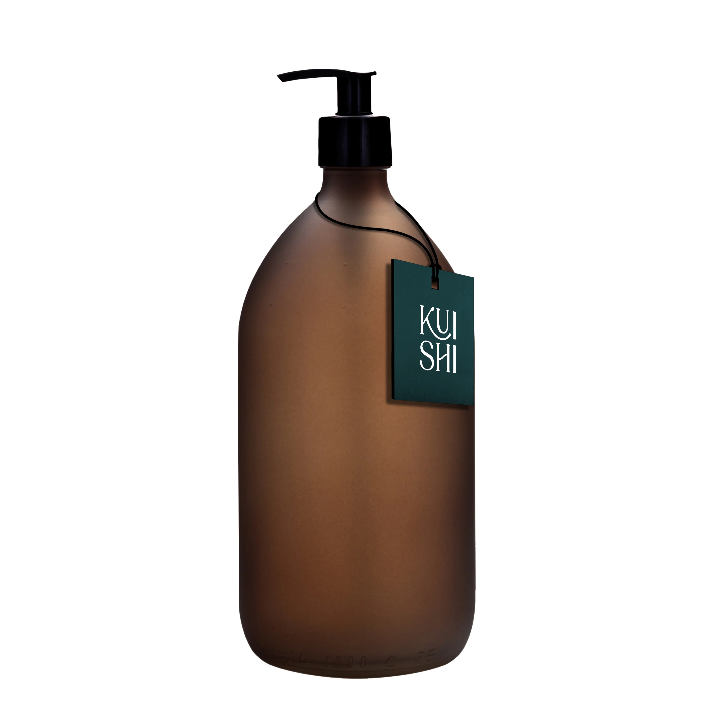 Frosted Amber Glass Pump Bottle - Image 3